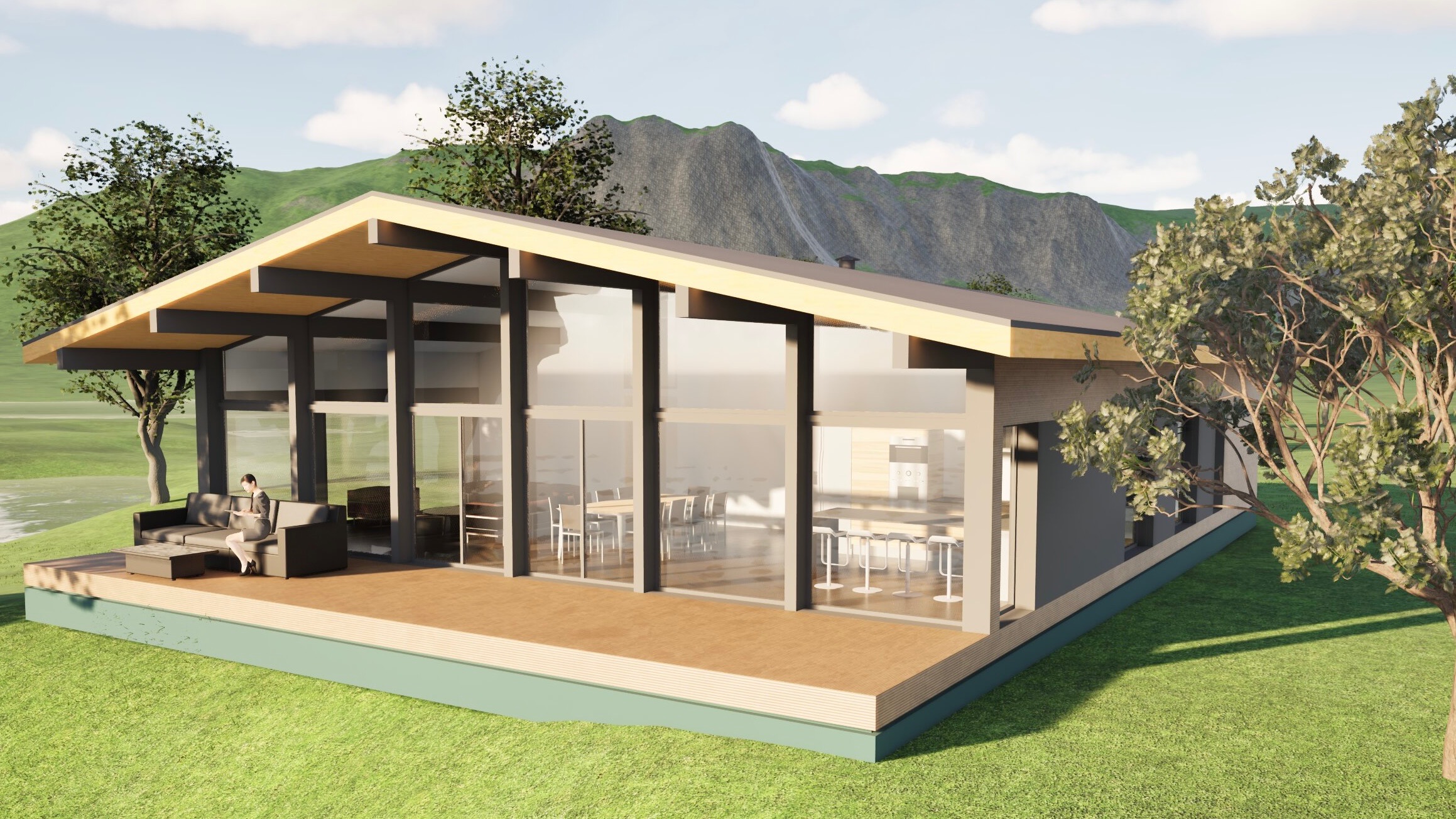 Résidence contemporaine représentée en visualisation 3D