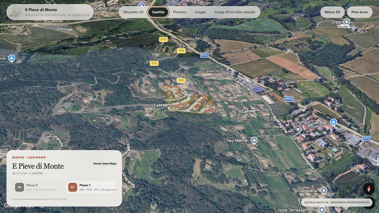 Résidence E Pieve di Monte géoréférencée dans Google Maps 3D