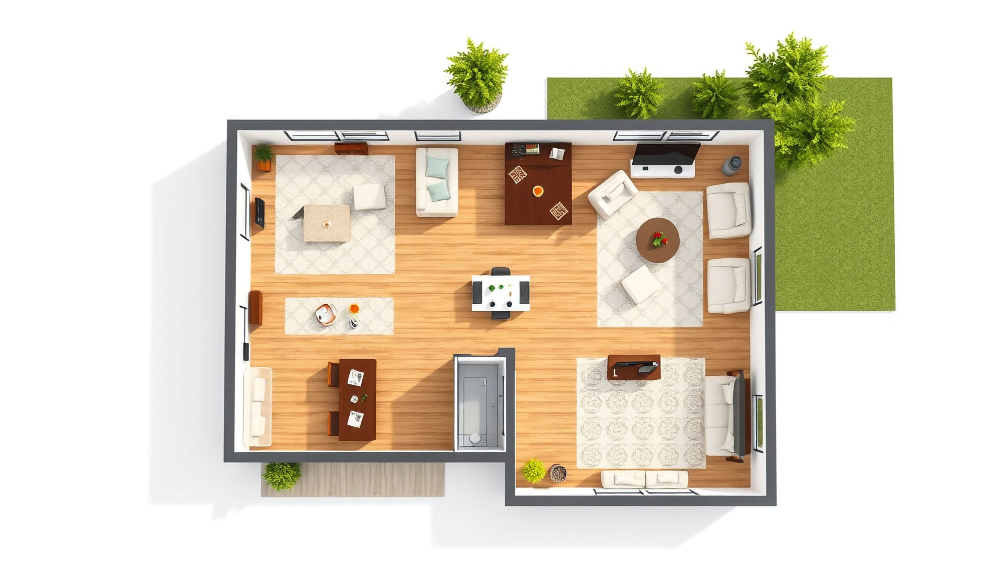 Plan de coupe 3D d’un appartement meublé